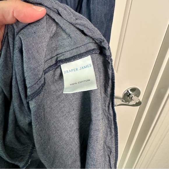 Draper James Deana Smocked Dress Chambray Dark Wash size M - Picture 7 of 8